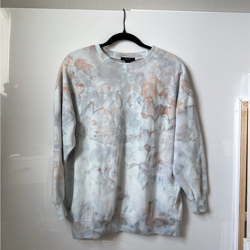 Oversized ice-dyed blue sweater